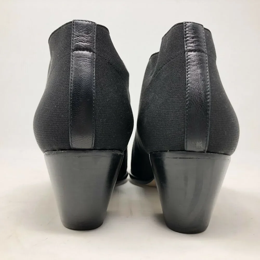 Walter Steiger Boots Womens 8.5 AA Black Fabric Heel Career Dress‎ Ankle Bootie